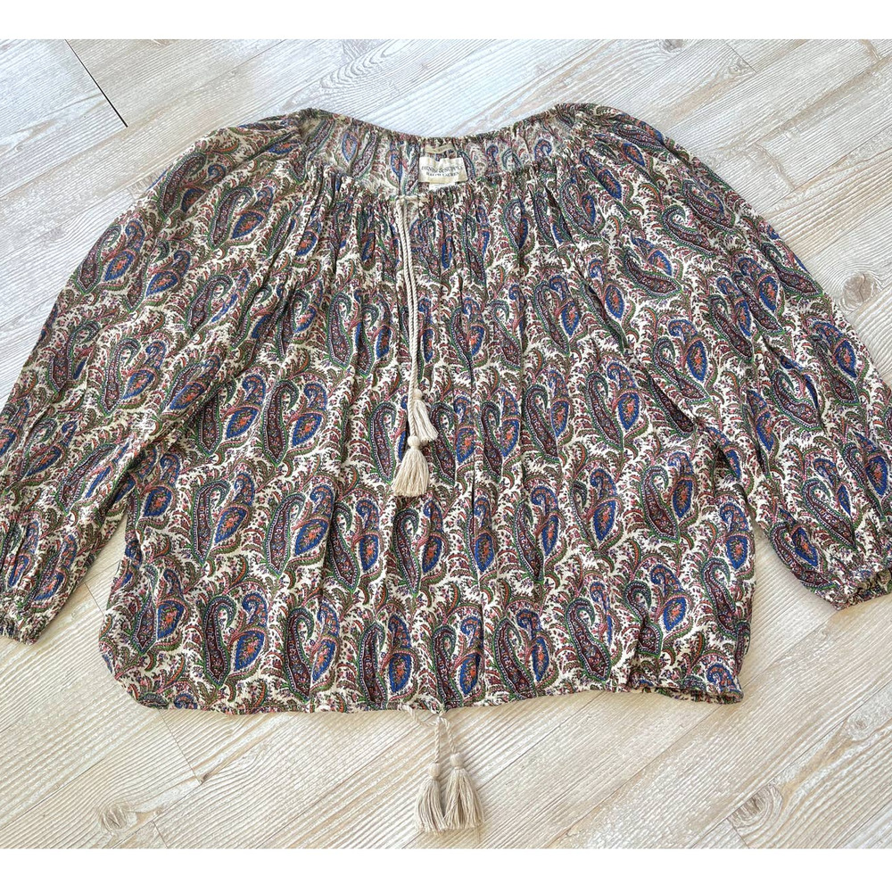 Boho Paisley Peasant Top in Multicolor